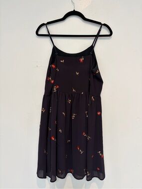 Madewell Navy Floral Spaghetti-Strap Dress